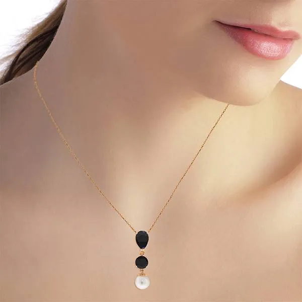 5.05 Carat 14K Solid Rose Gold Necklace Sapphire Pearl