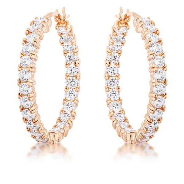 Abella Round Eternity Silver Hoop Earrings | 5.5ct