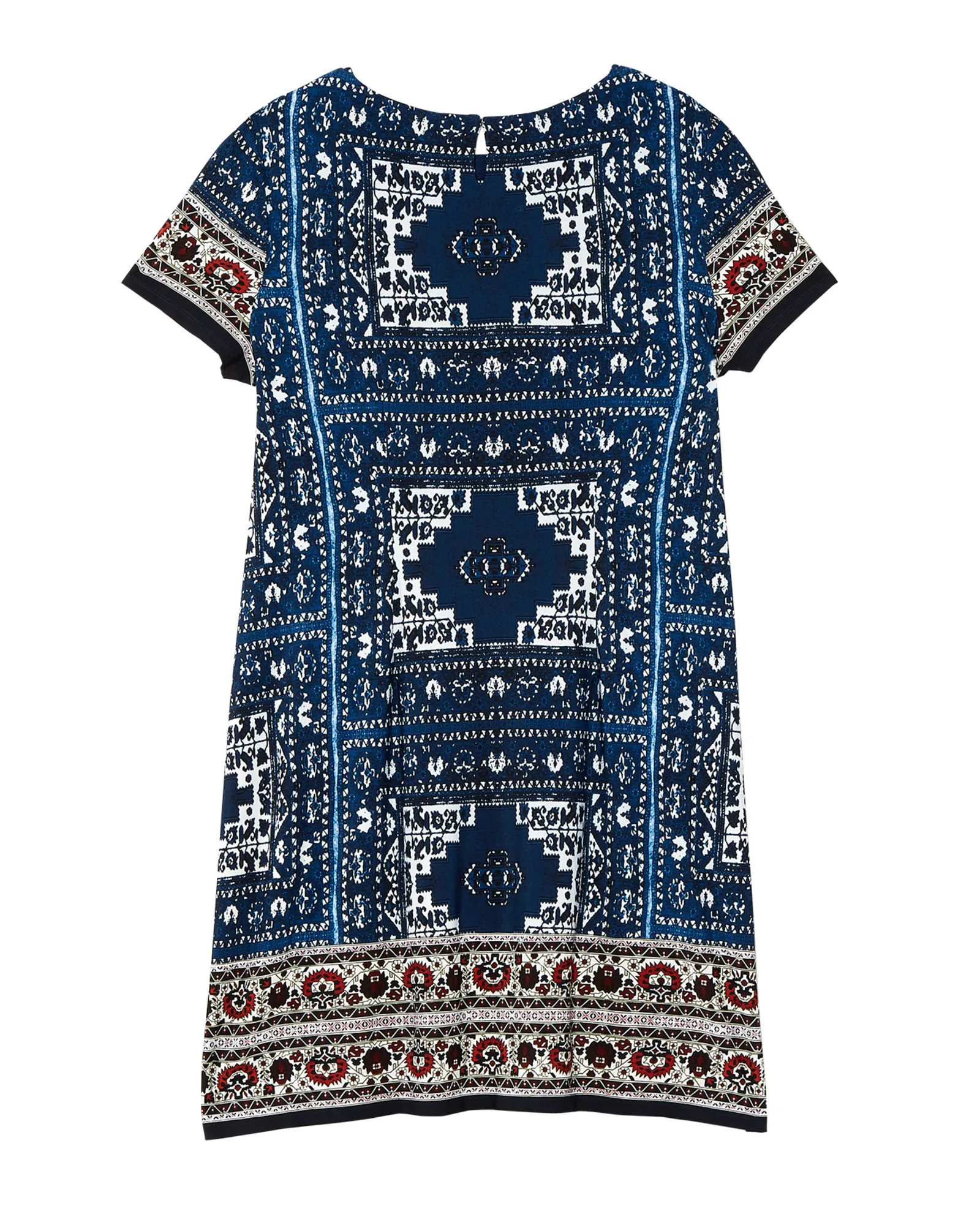 Amina Short Sleeve Shift Dress | Navy / White