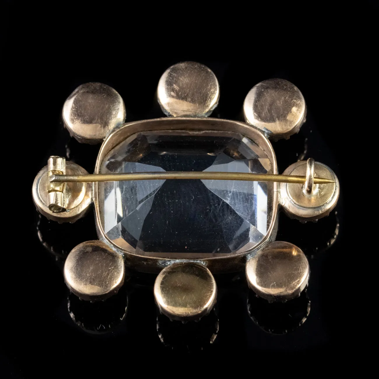Antique Georgian Crystal Garnet Brooch 18Ct Gold Circa 1830