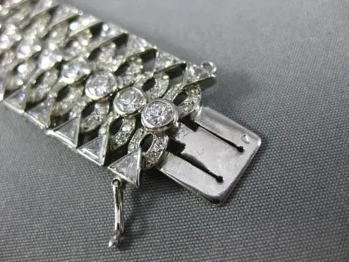 ANTIQUE LARGE 13.60CT DIAMOND PLATINUM ROUND & TRILLION ART DECO TENNIS BRACELET