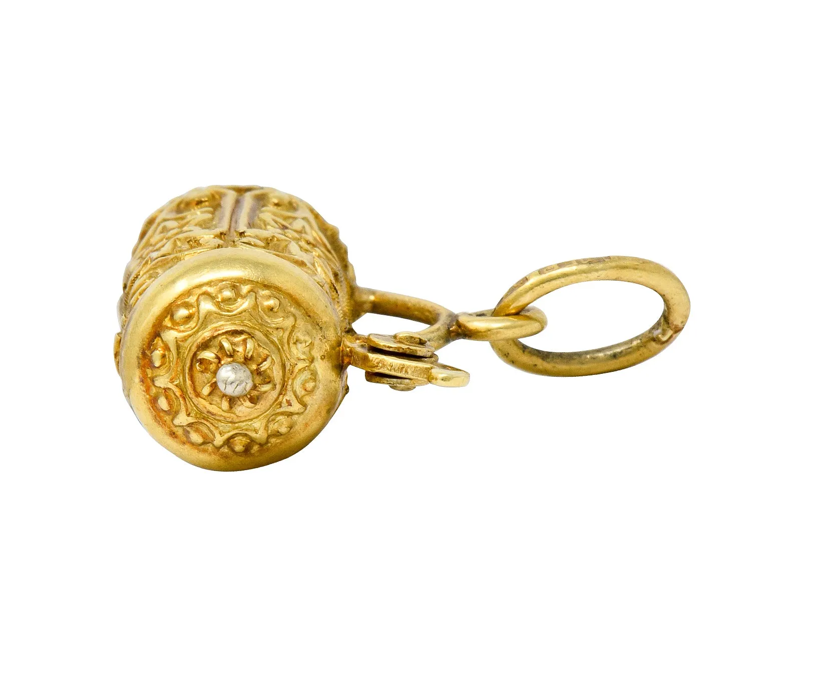 Art Nouveau Articulated 14 Karat Gold Floral German Beer Stein Charm
