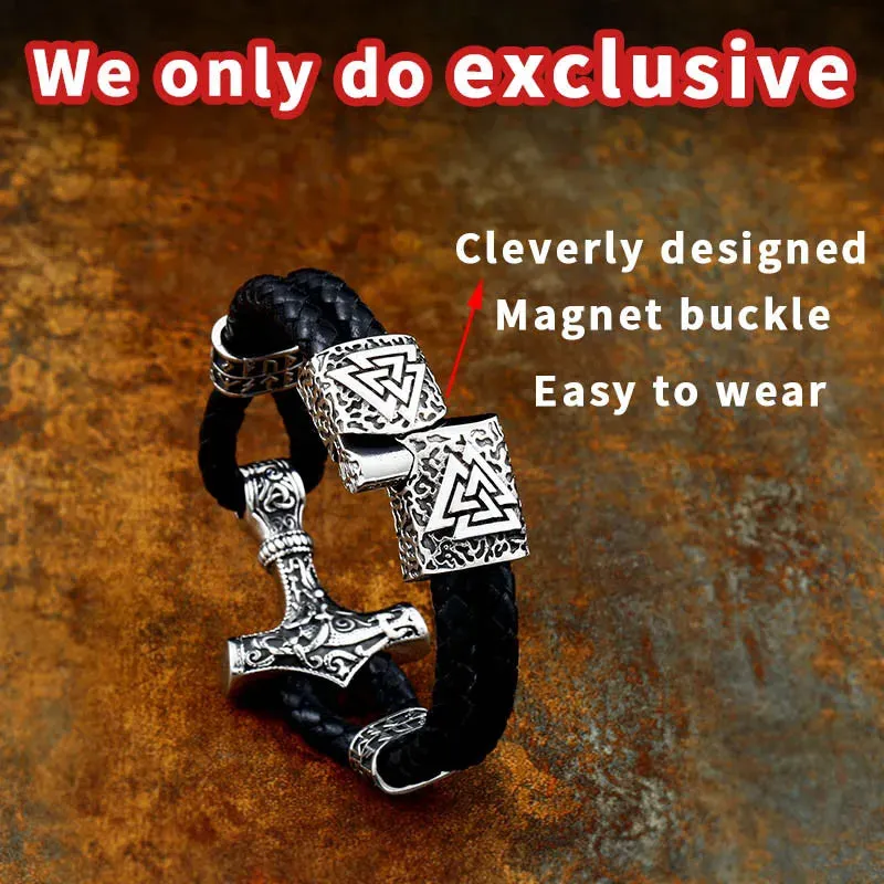 Beier 316L stainless steel Nordic Viking Men's Bracelet Nevis Viking Letter Stack Triangle Hammer Amulet Bracelet LLBC-L005L