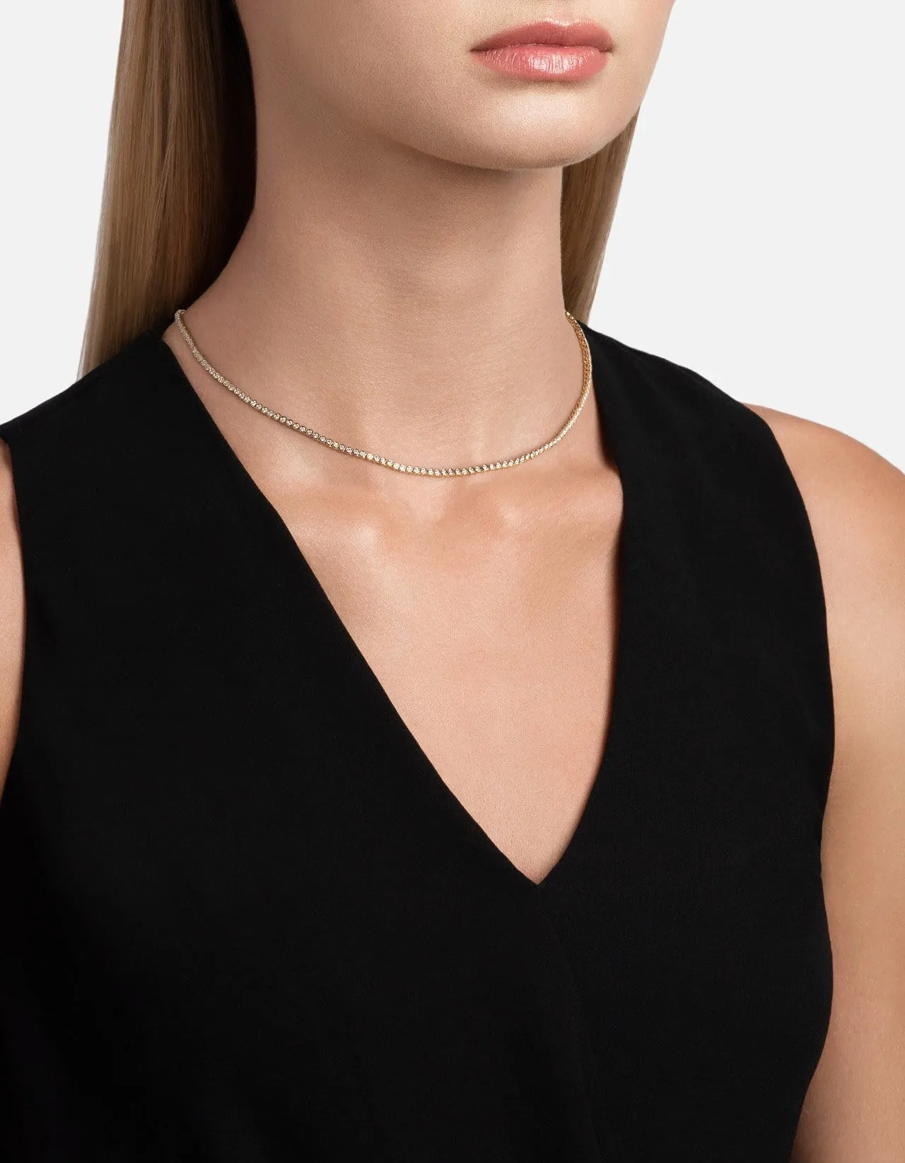 Century Round Choker, 14k Gold Pavé