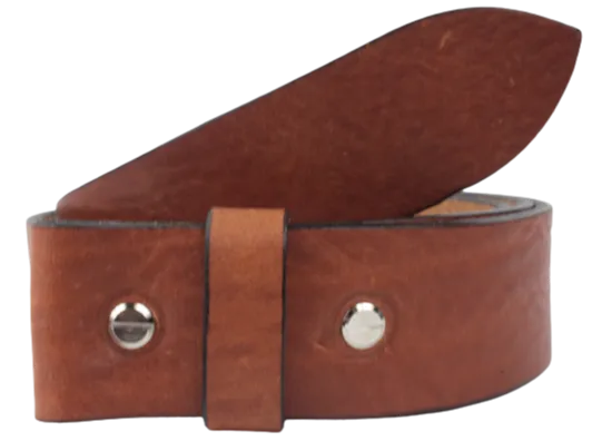 Dark Tan 1.25 Inch (32mm) Buckleless Leather Belt Strap Chicago Screws
