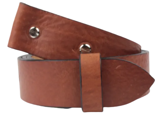 Dark Tan 1.25 Inch (32mm) Buckleless Leather Belt Strap Chicago Screws