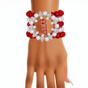 Delta Sigma Theta DST Inspired Bracelet Red White Pearl Delta Sigma Theta 5 Strand for Women