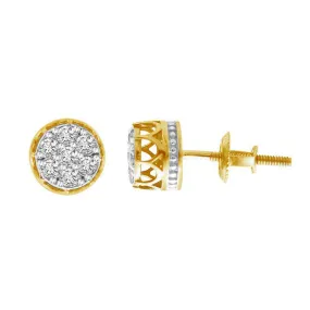 Diamond Stud Round Earrings 10k Gold Screw back