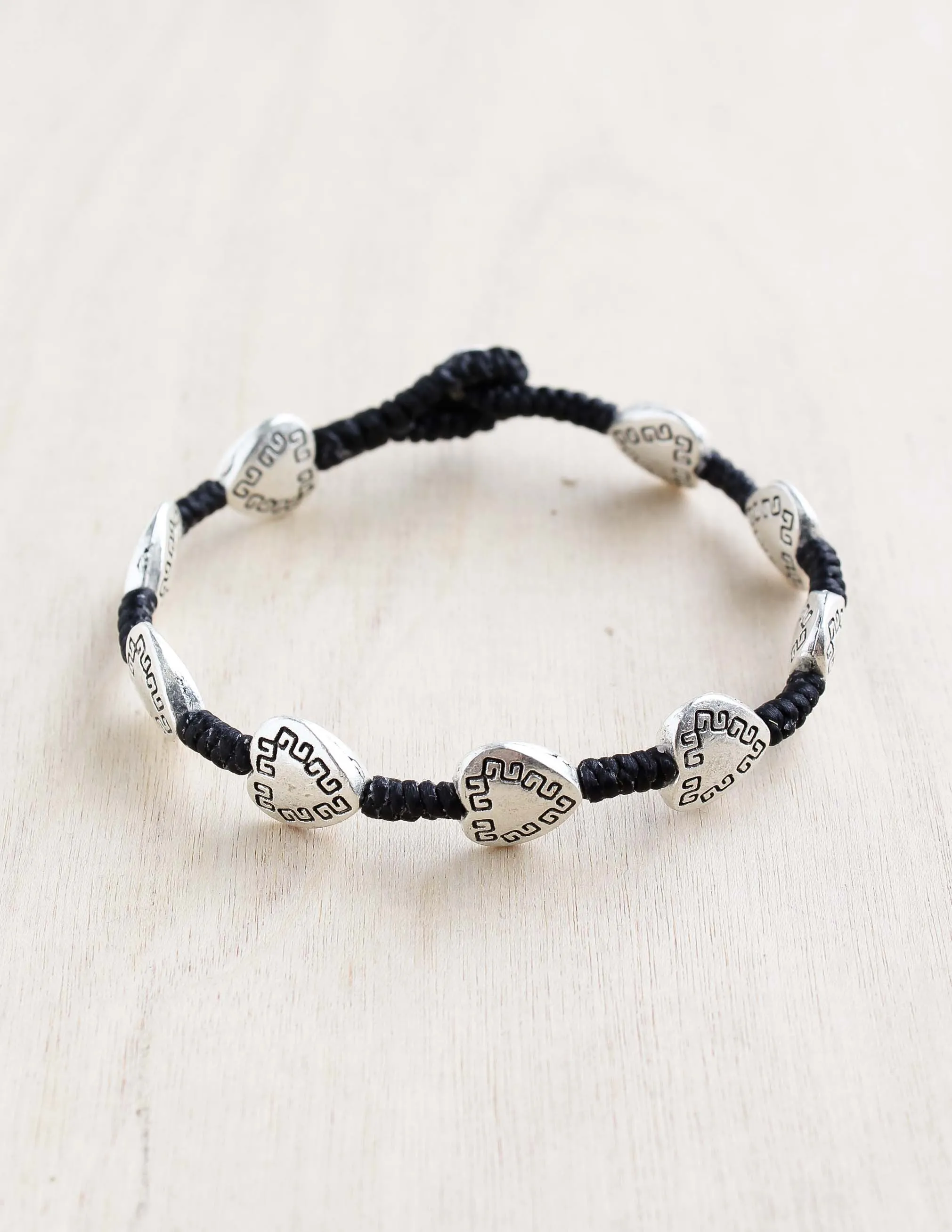 Etched Heart Alloy Bracelet
