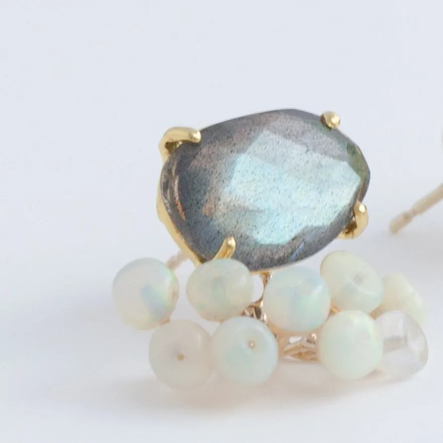 Fairy labradorite and opal earrings