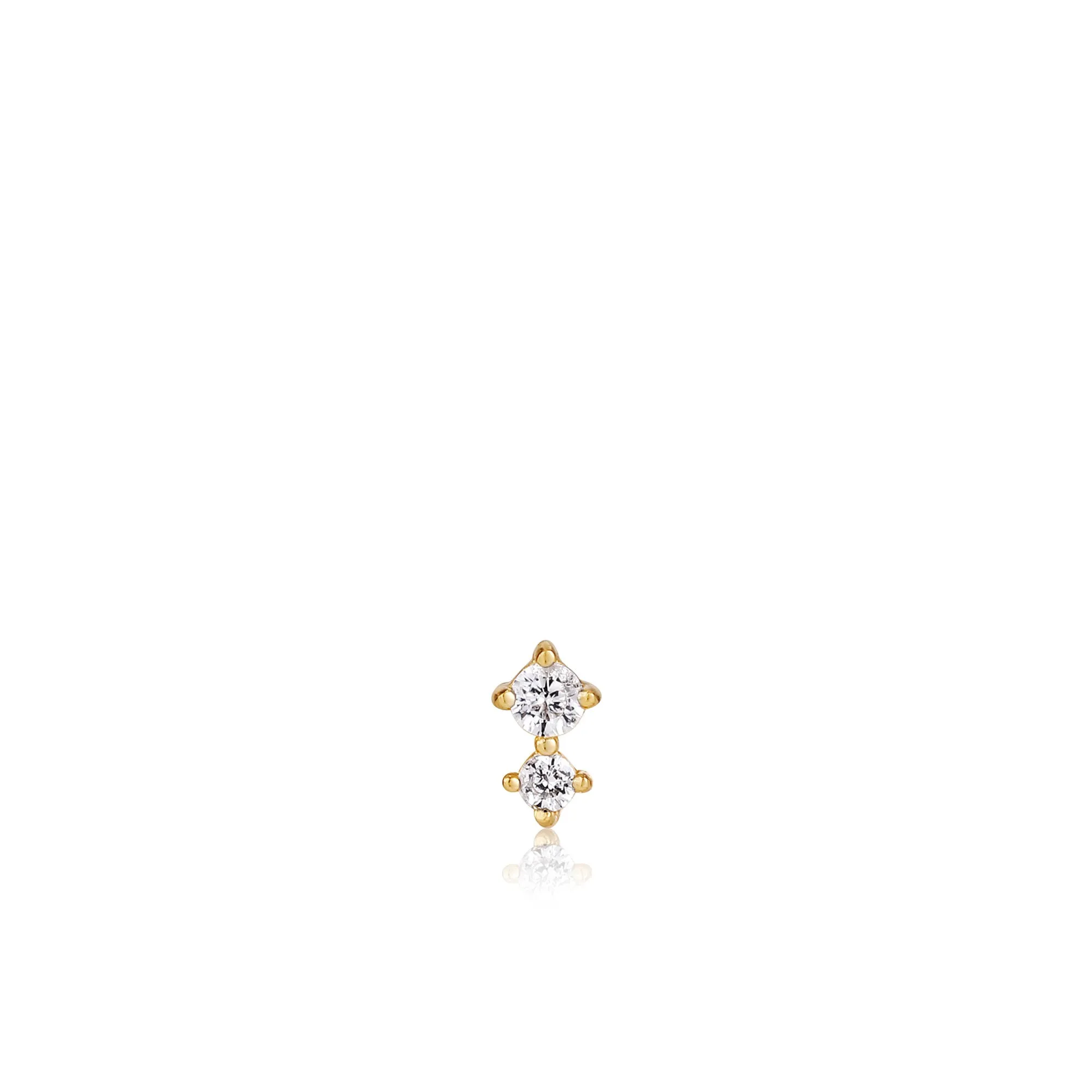 Gold Double Sparkle Barbell Single Earring
