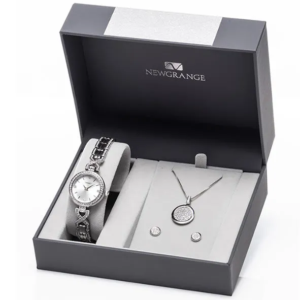 Newgrange Living Silver Watch, Pendant & Earrings Set