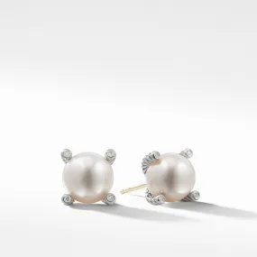 Pearl Earrings with Diamonds