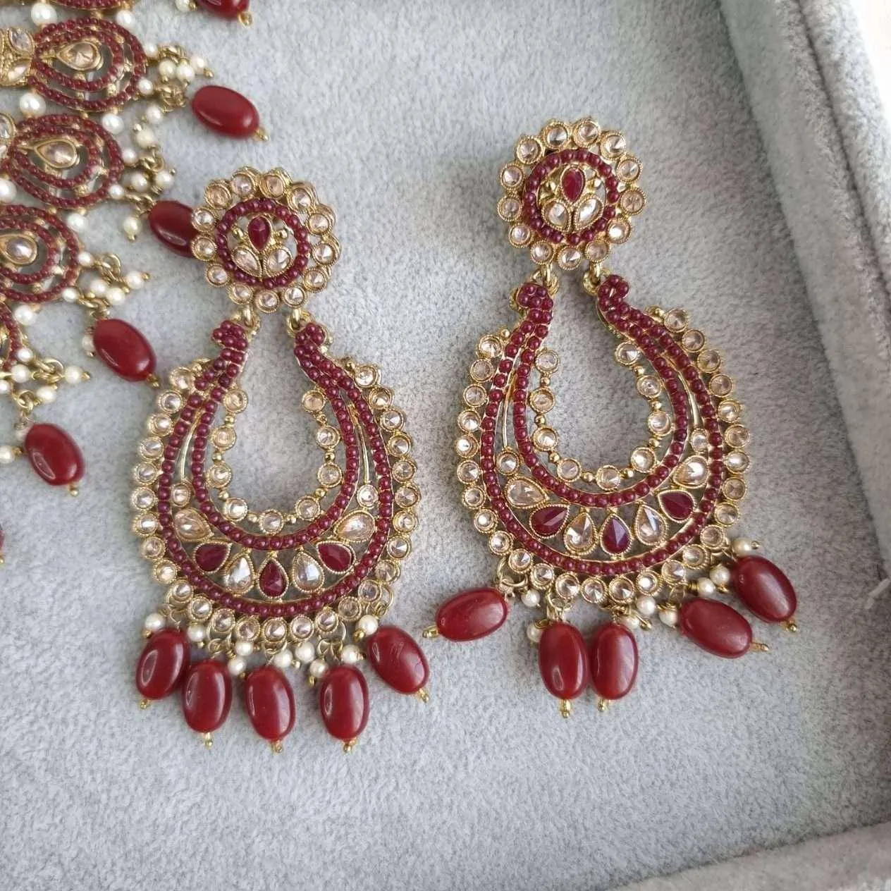 Raina Maroon Polki Bridal Choker Set