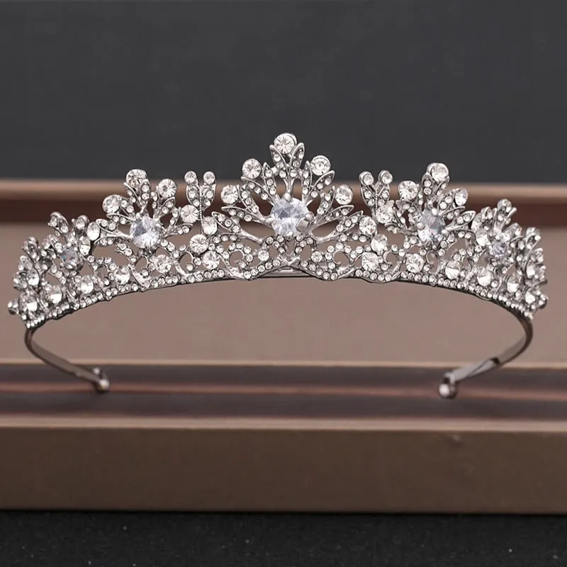 Wedding Crown Hairpiece adorned with Gold and Crystal Accents