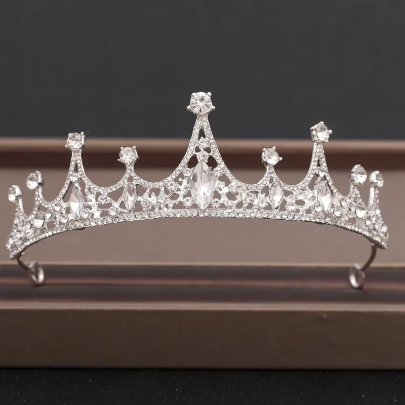 Wedding Crown Hairpiece adorned with Gold and Crystal Accents