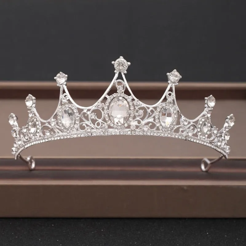 Wedding Crown Hairpiece adorned with Gold and Crystal Accents