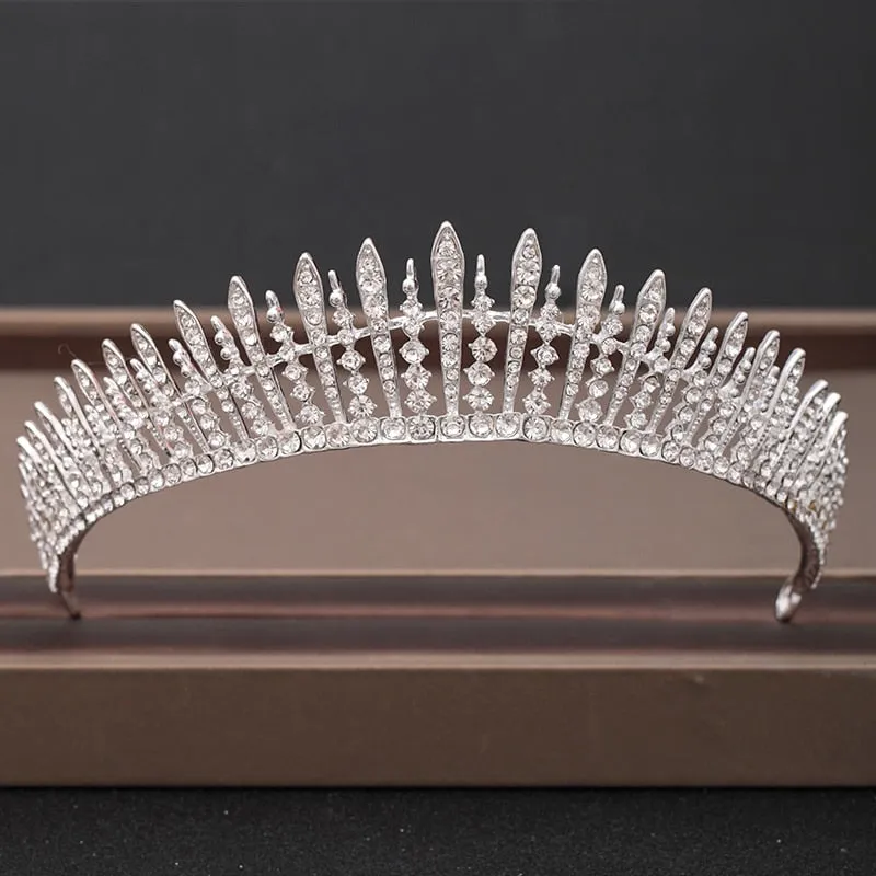 Wedding Crown Hairpiece adorned with Gold and Crystal Accents